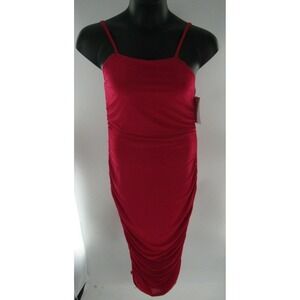 Love Nation Fuschia Ruched Spaghetti Strap Bodycon Midi Dress Size: 1X NEW